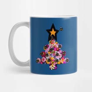 Floral Christmas Tree Bumblebee Mug